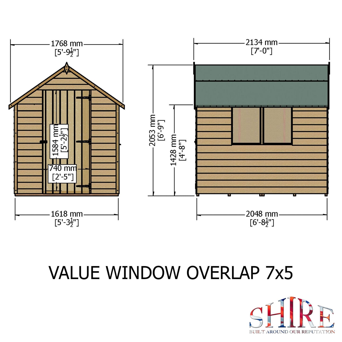 Garden Value Overlap 7 x 5 Shed with Window