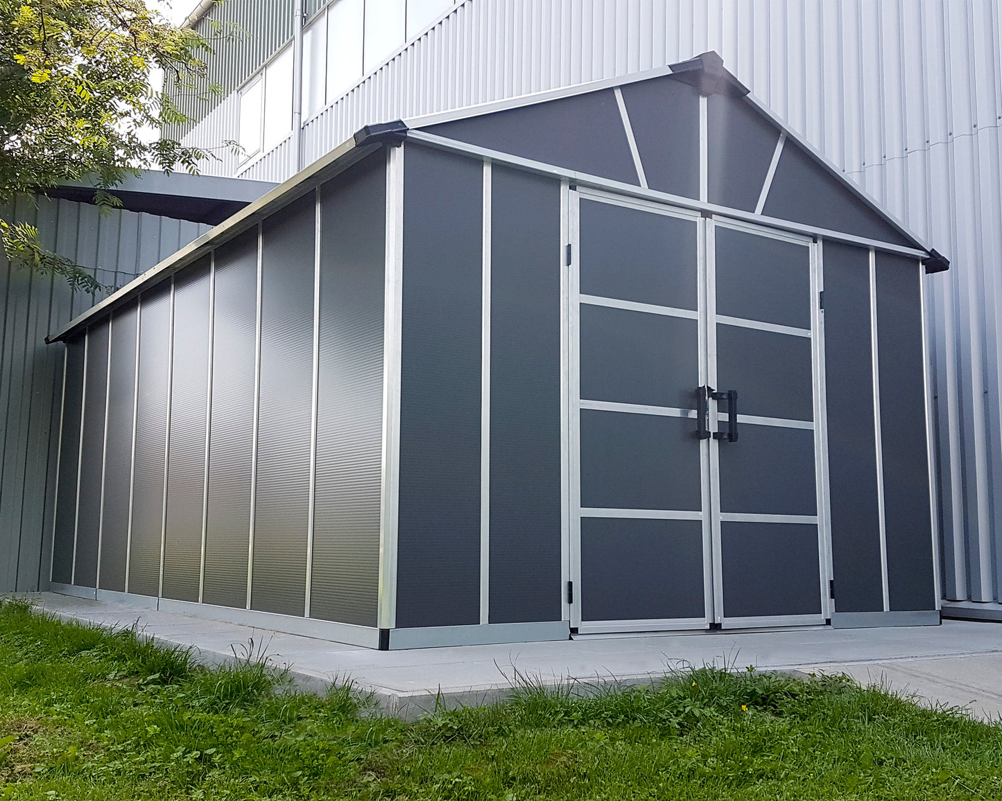 Yukon 11ft. x 17ft. Garden Shed With Floor - Dark Grey Polycarbonate Panels