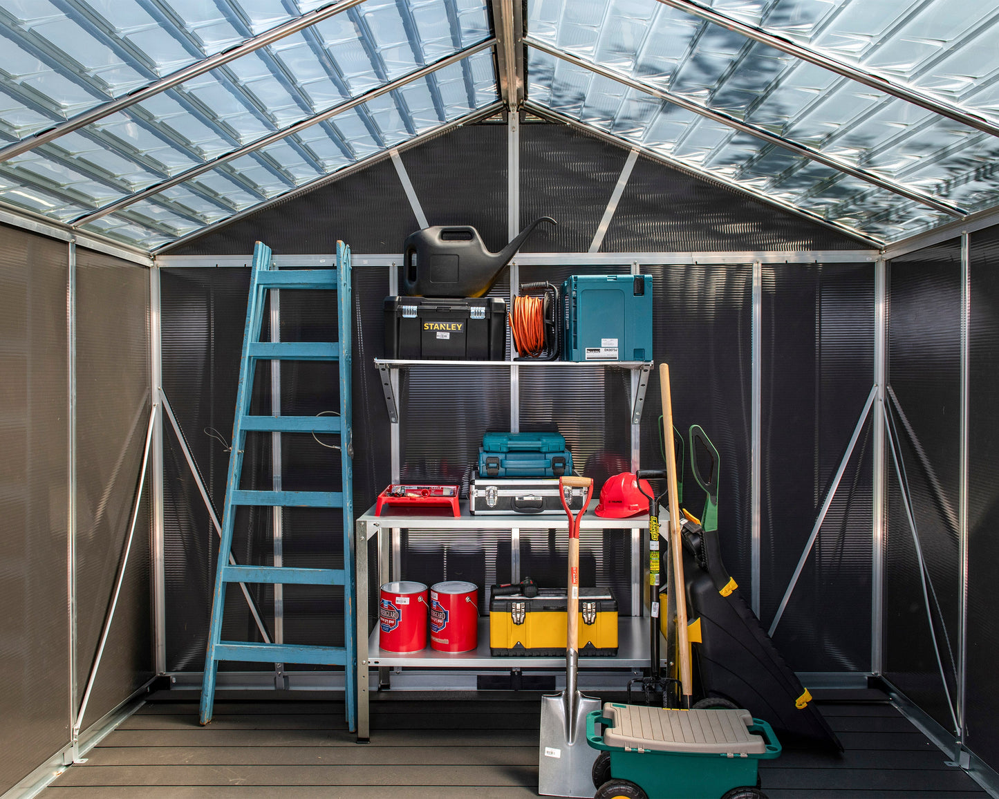 Yukon 11ft. x 9ft. Garden Shed With Floor - Dark Grey Polycarbonate Panels