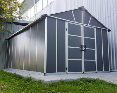 Yukon 11ft. x 17ft. Garden Shed Without Floor - Dark Grey Polycarbonate Panels