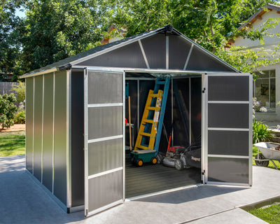 Yukon 11ft. x 9ft. Garden Shed With Floor - Dark Grey Polycarbonate Panels